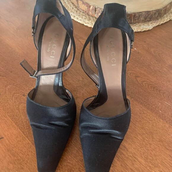 AUTH gucci Satin D'Orsay Pumps 6 - Picture 1 of 4